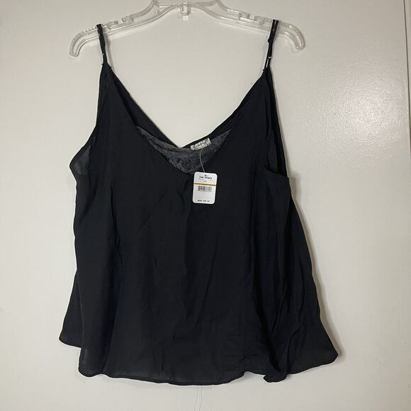 NEW! Free People Intimately Black v neck tank camisole with lace bandeau SMALL - Picture 2 of 6